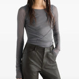 Grey top, full body view