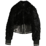 ANN DEMEULEMEESTER - Women Kirsti Studded Leather Cropped Zipped Blouson