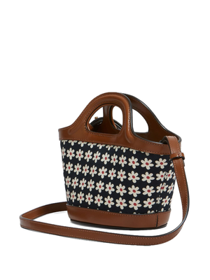 MARNI Women Leather And Striped Canvas Micro Bag