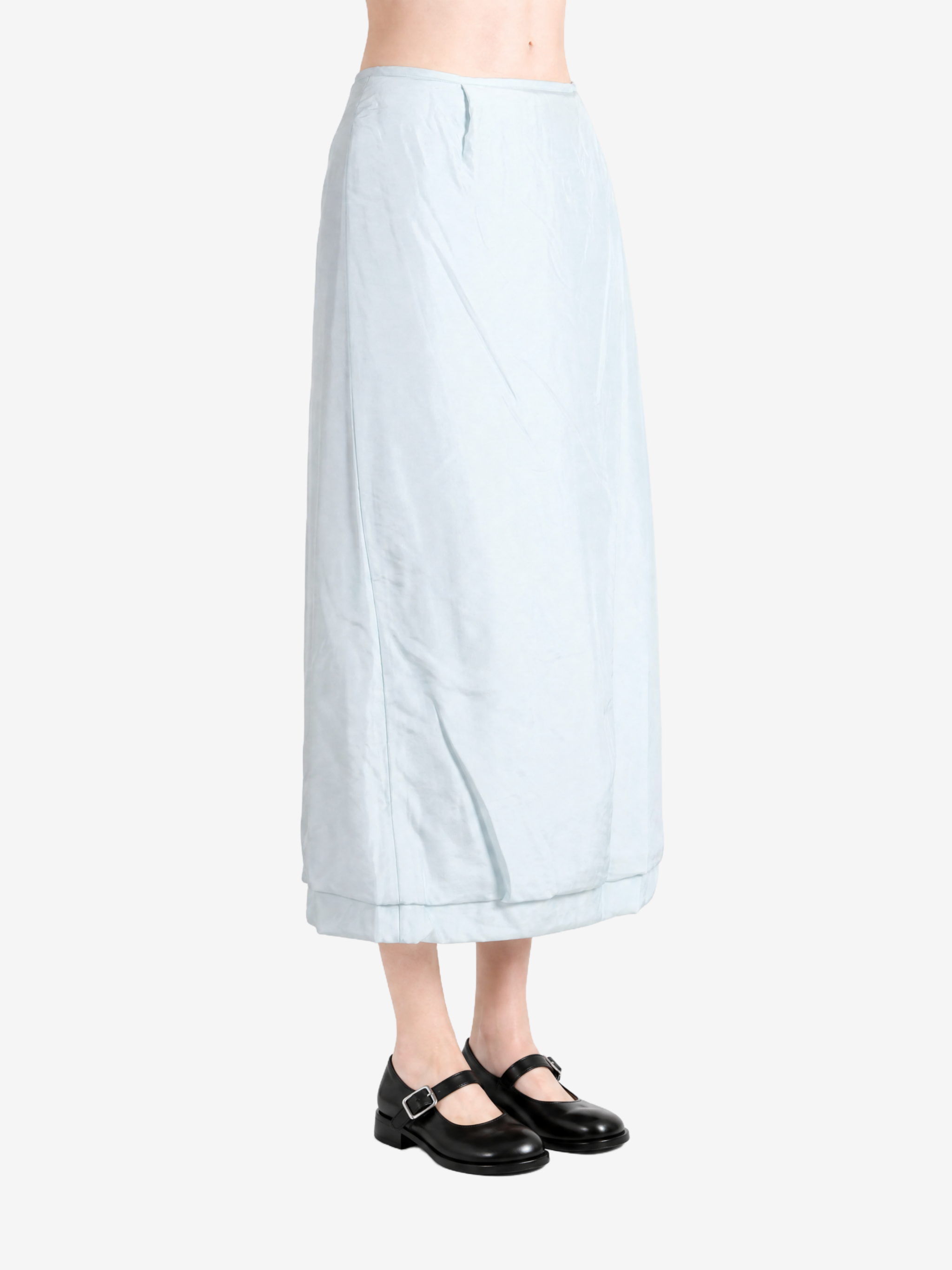 Blue skirt, full body view