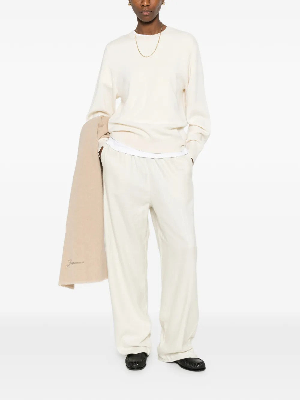 Tan pants, full body view