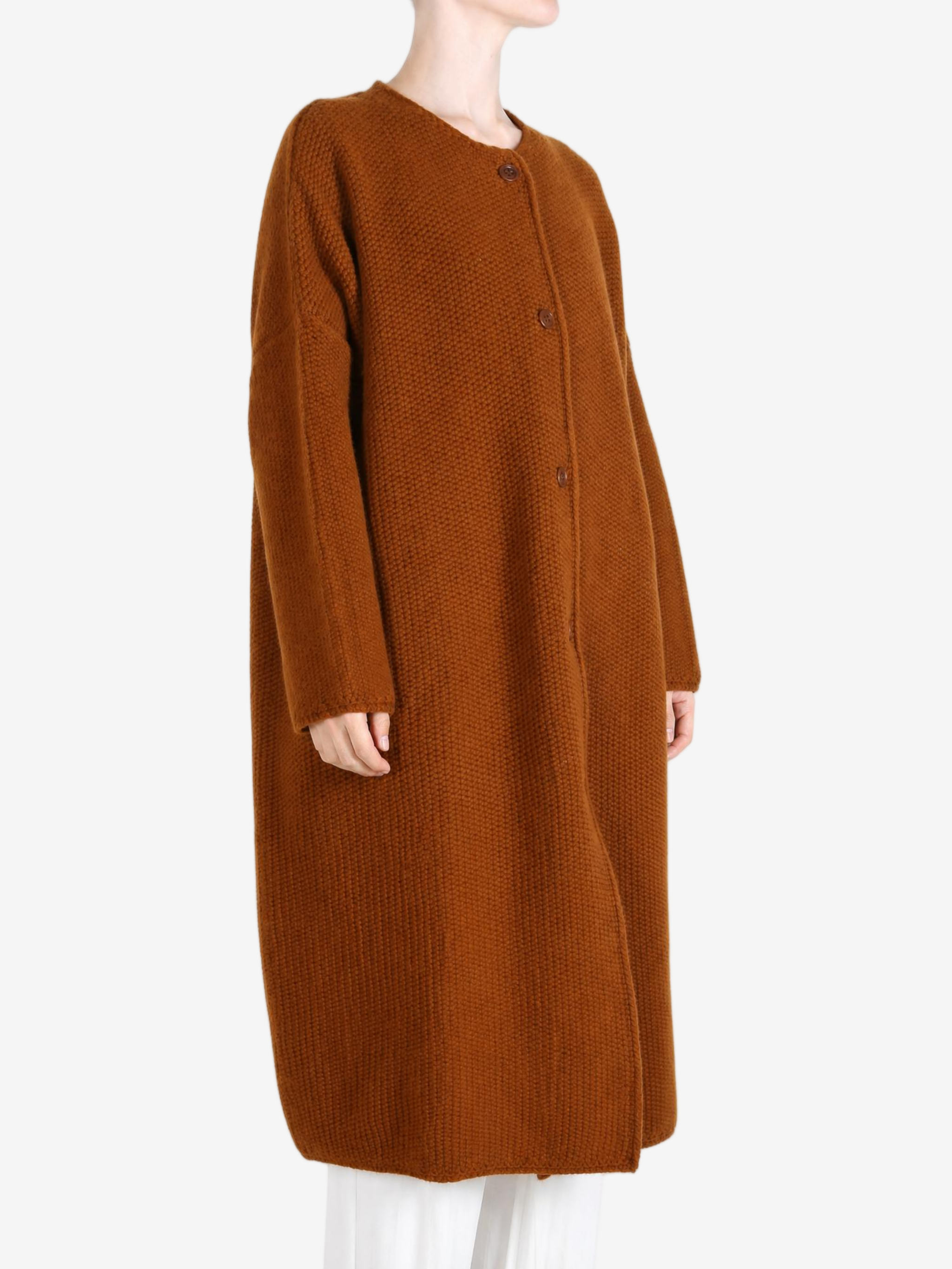 Brown jacket, full body view