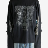 Black shirt worn by a person, showing the shirt fit