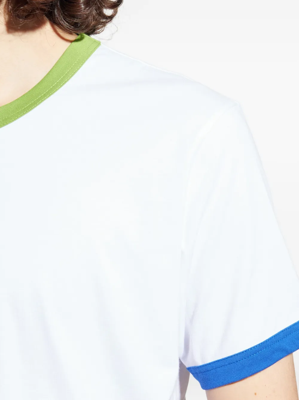 Close up of white t-shirt,showing texture of the cotton fabric