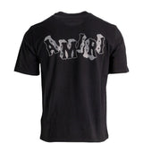 Black t-shirt, back view