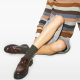 Brown loafers,full body view