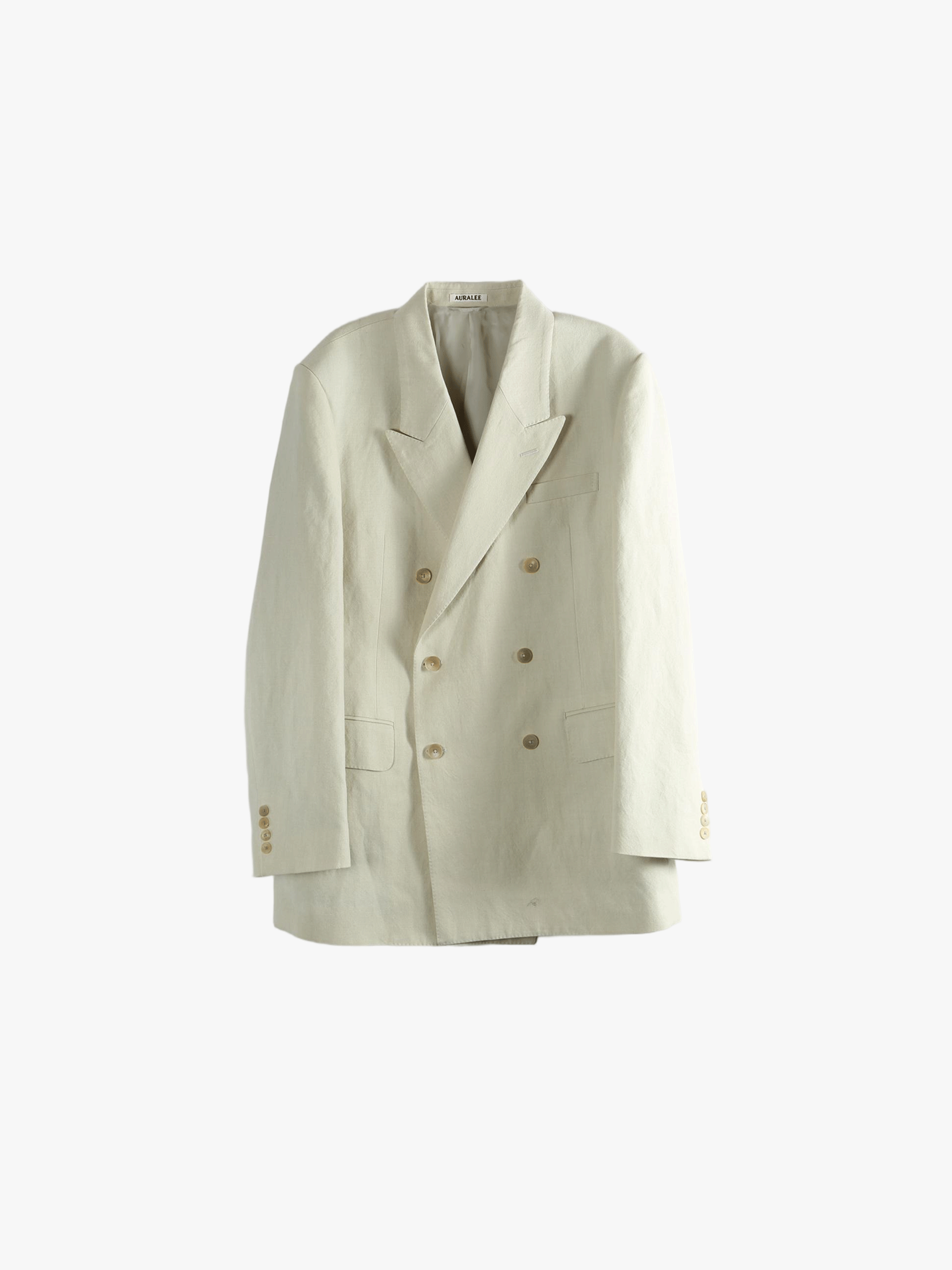 AURALEE - Men Wool Cotton Linen Ox Double-Breasted Jacket AURALEE - Men Wool Cotton Linen Ox Double-Breasted Jacket
