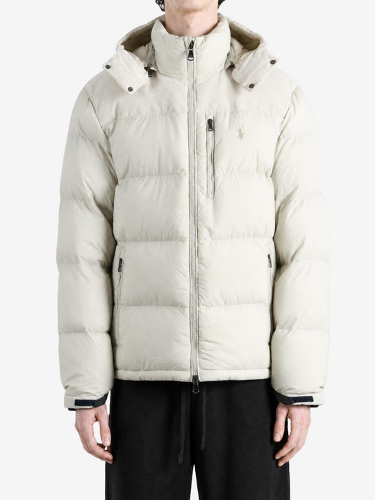 Tan jacket, full body view