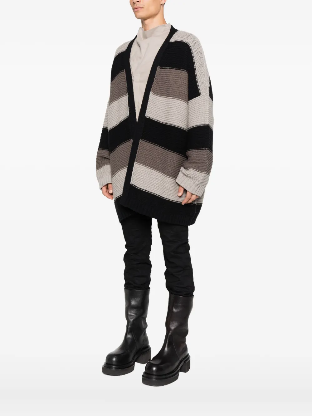 Black cardigan, full body view