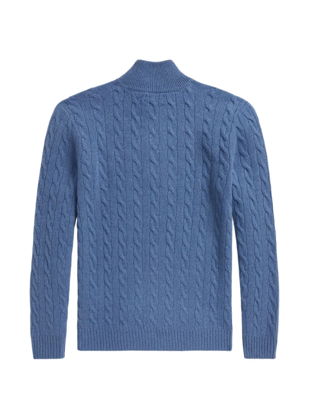 Blue knitwear, back view