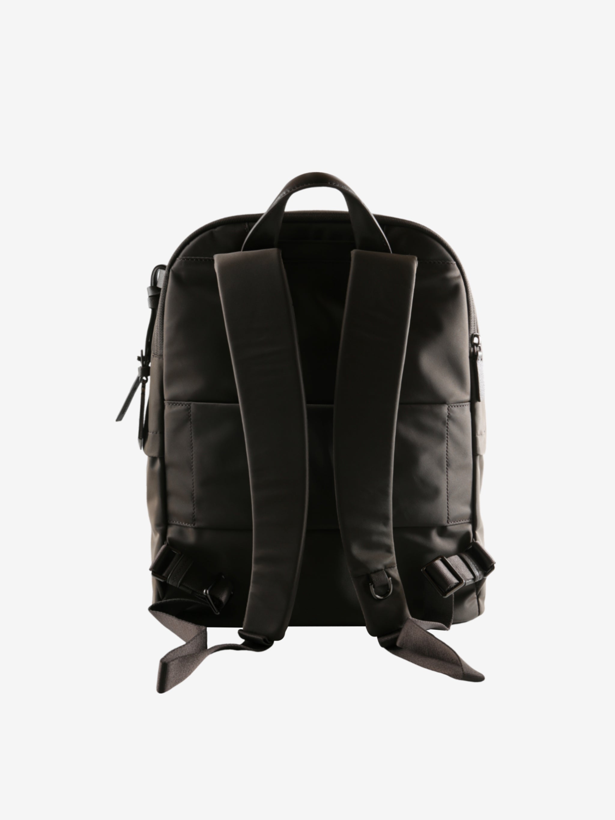 Brown backpack, back view