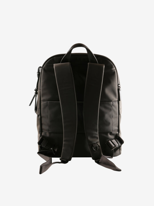 Brown backpack, back view