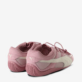 Pink sneakers, back view