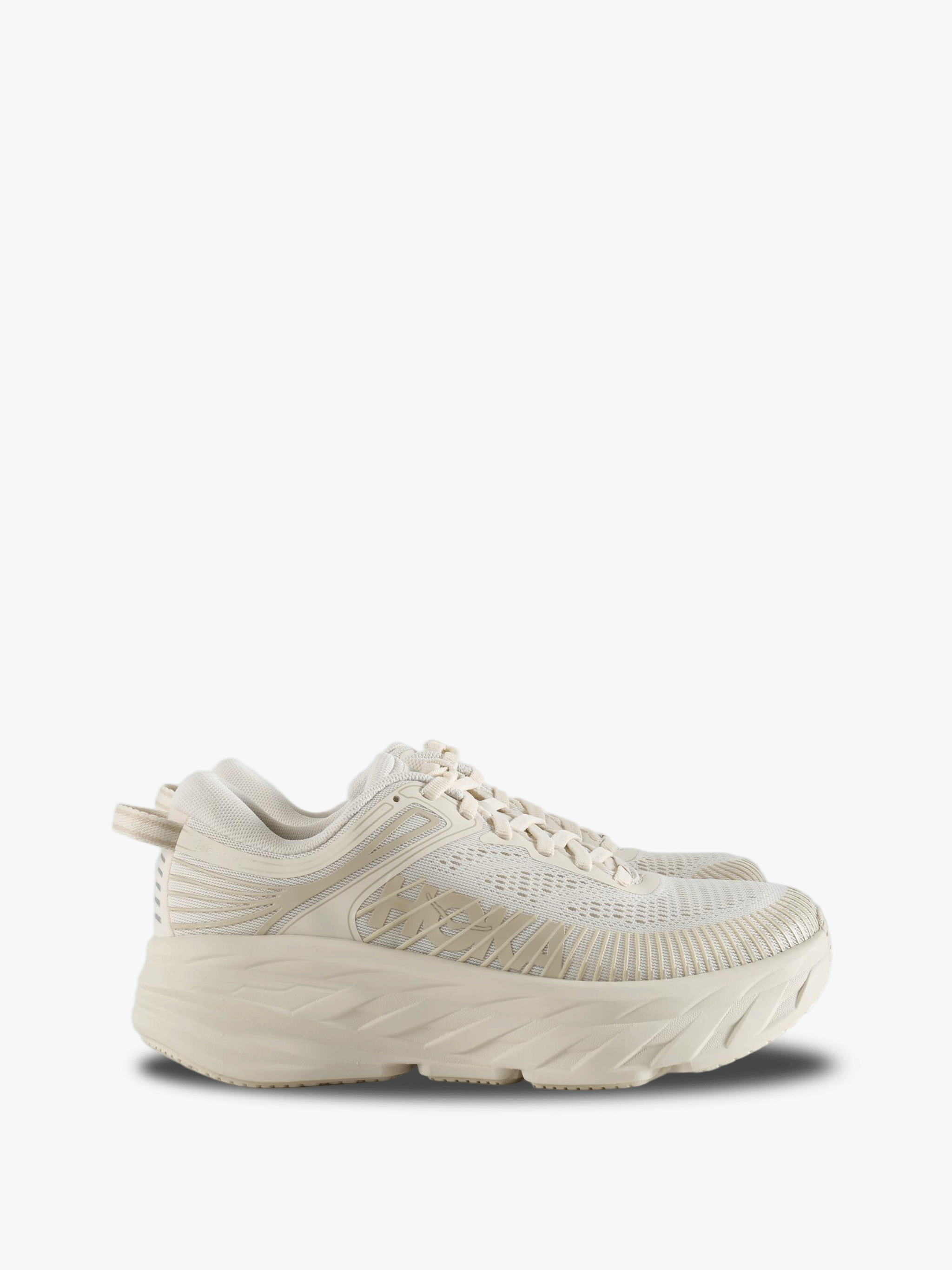 Tan shoes, side view