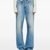 blue jeans worn by a person, showing the jeans fit