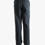 Black pants worn by a person, showing the pants fit