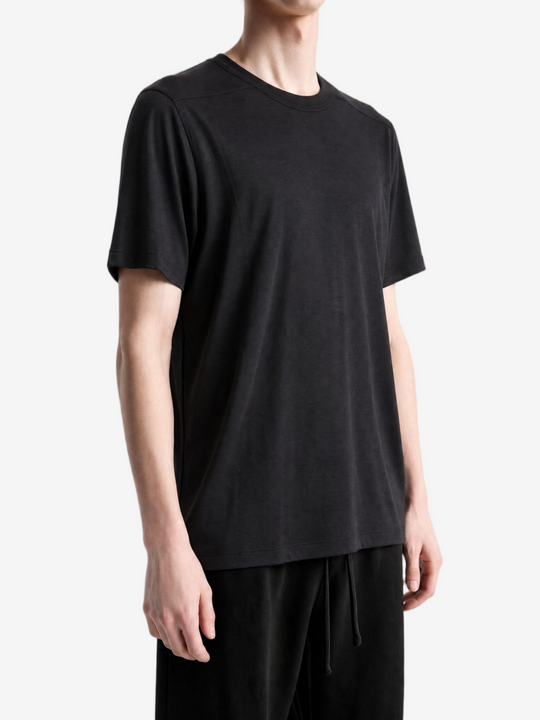 Black t-shirt, full body view