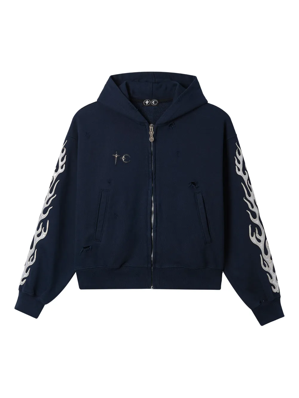 Blue sweats, front view