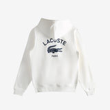 White hoodie, back view