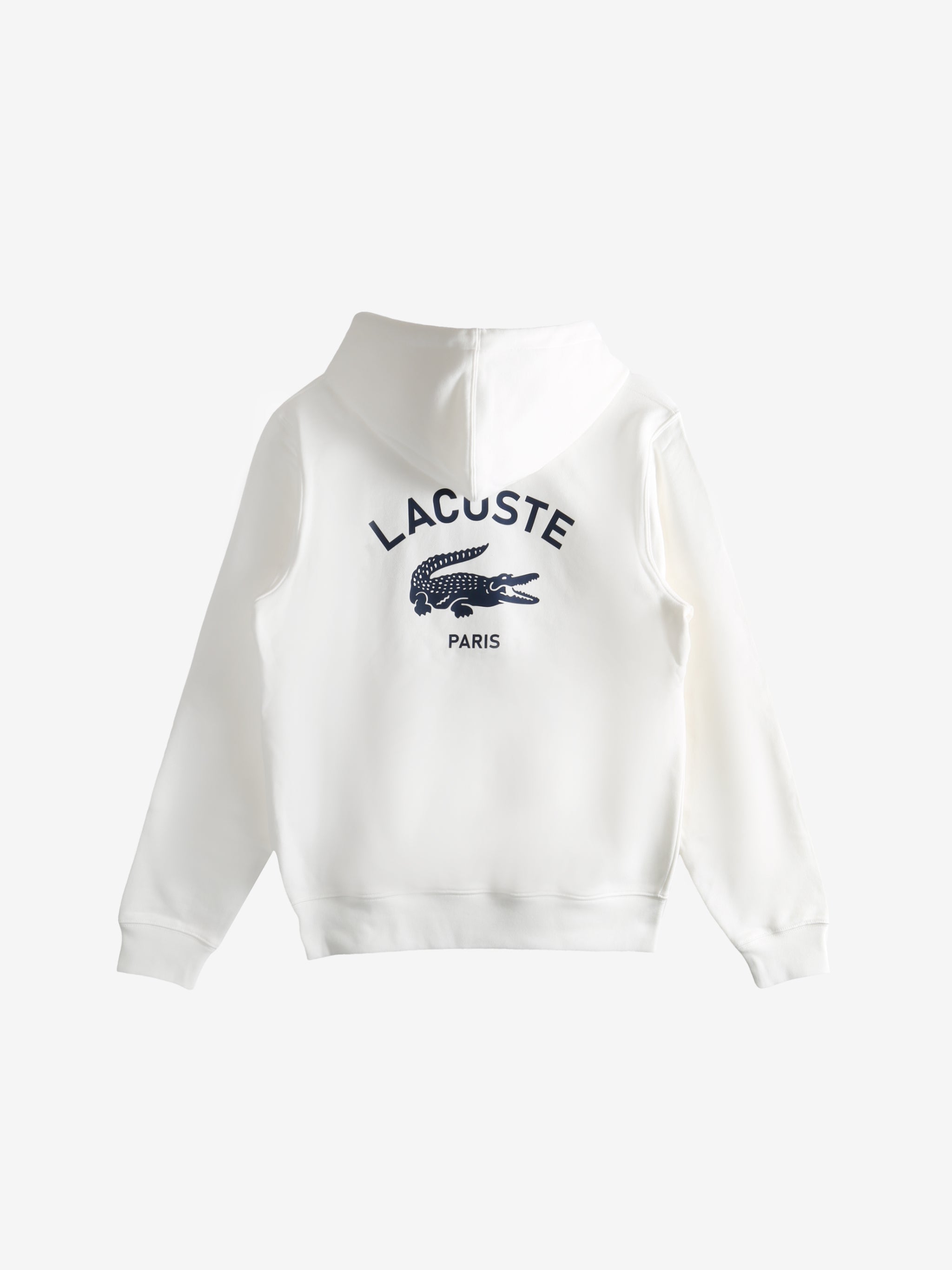 White hoodie, back view