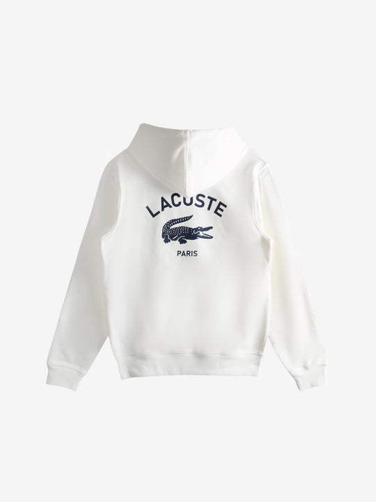 White hoodie, back view