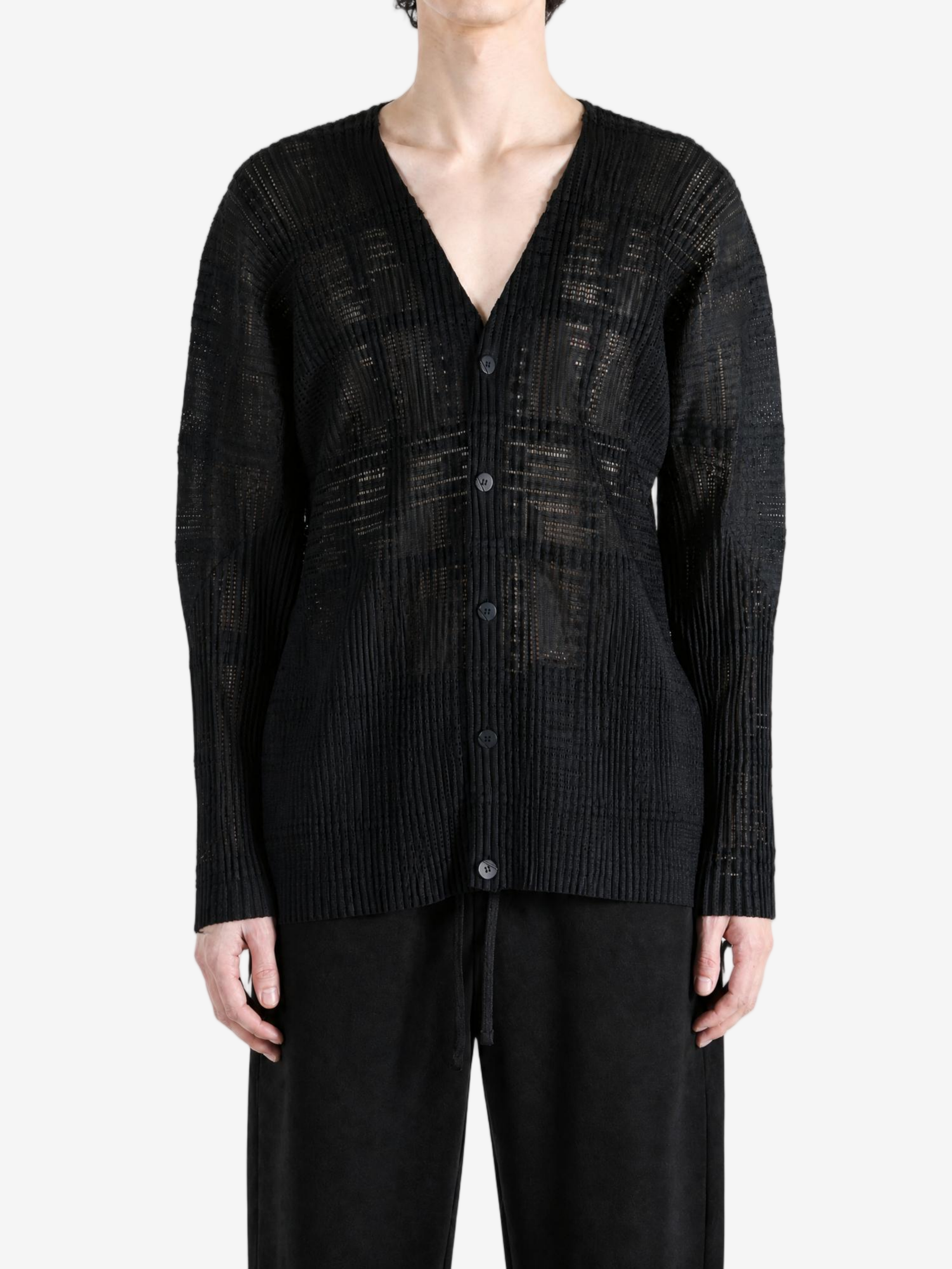Black shirt, full body view