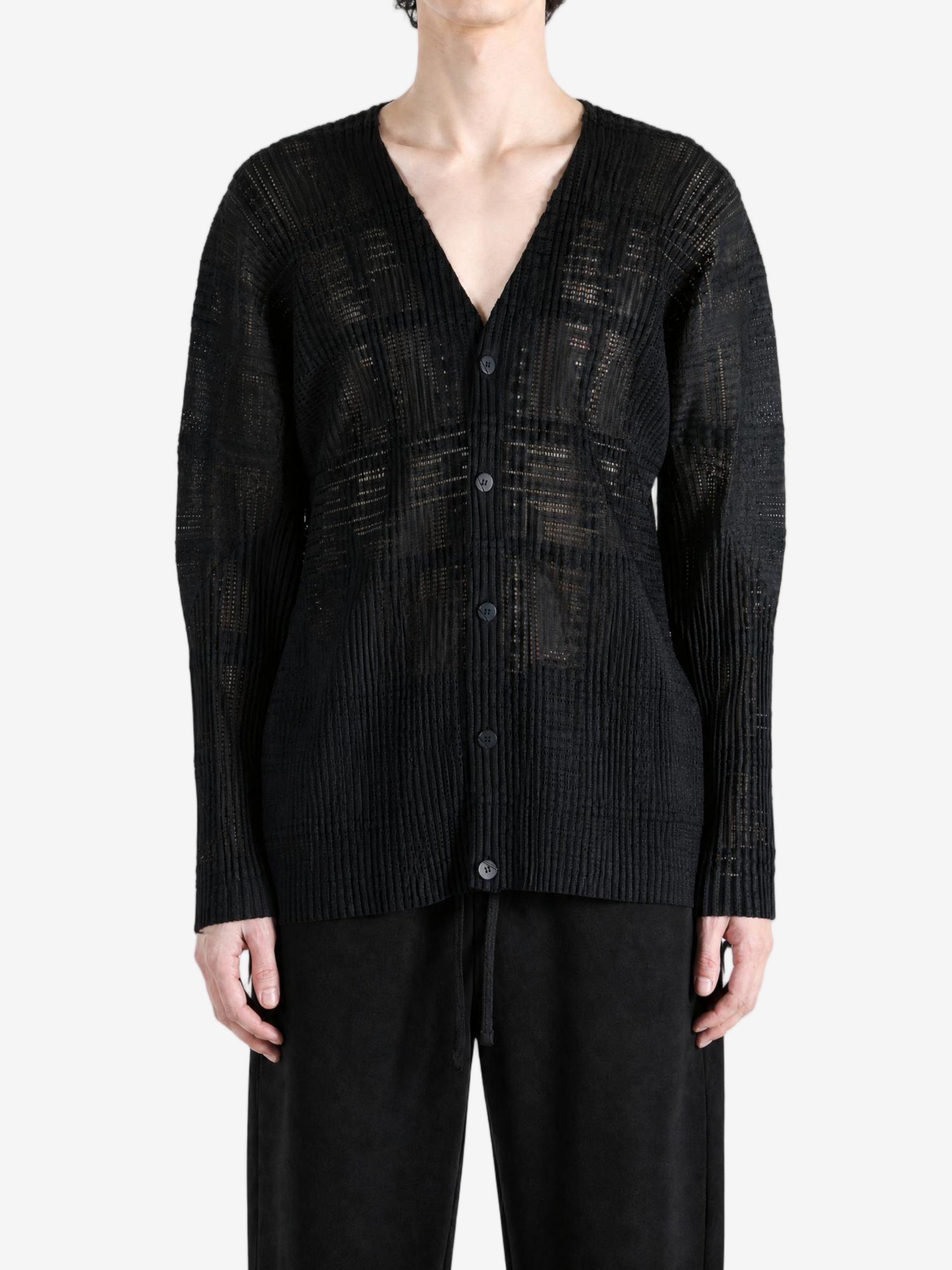 Black shirt, full body view