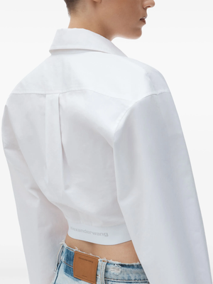 ALEXANDER WANG - Women White Logo Elastic Cropped Shirt