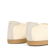 Tan shoes, back view