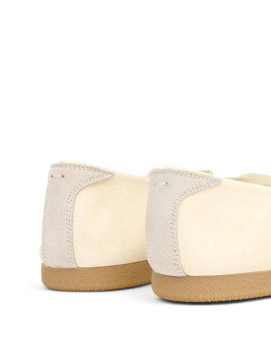 Tan shoes, back view