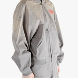 Grey hoodie, worn by a person, showing the hoodies fit