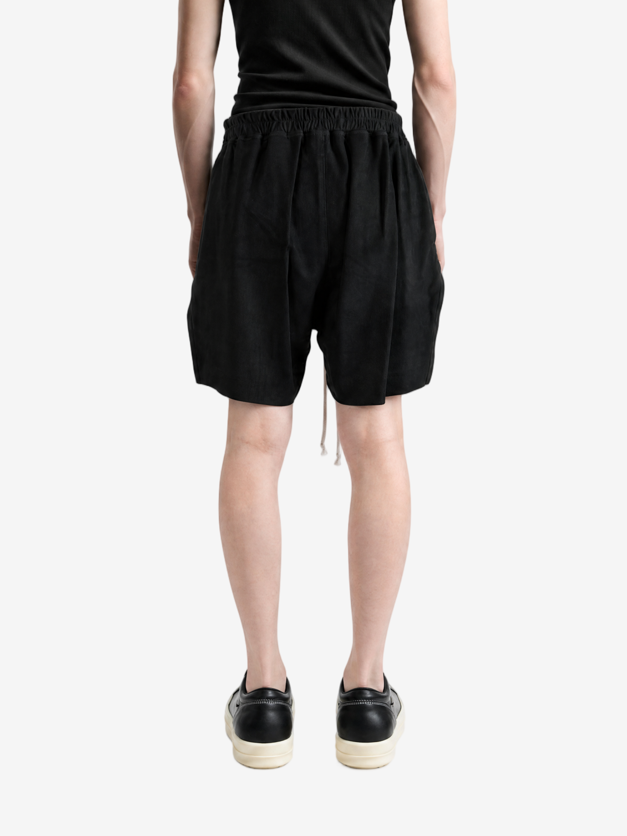 Black shorts, full body view