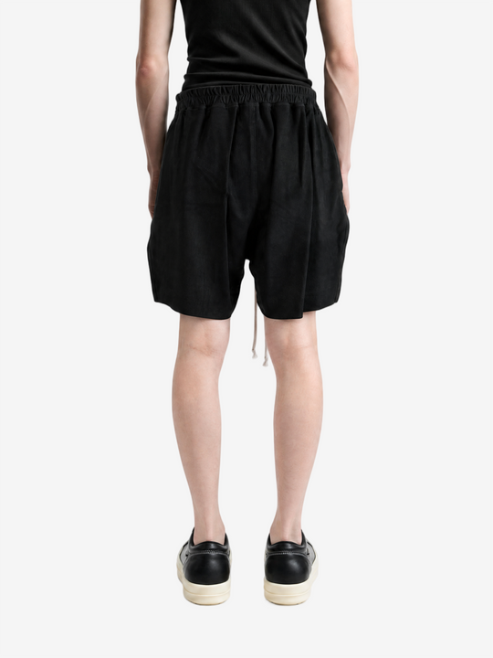 Black shorts, full body view