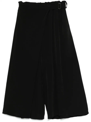 YOHJI YAMAMOTO - Women Crepe De Chine Wrap Skirt Pants