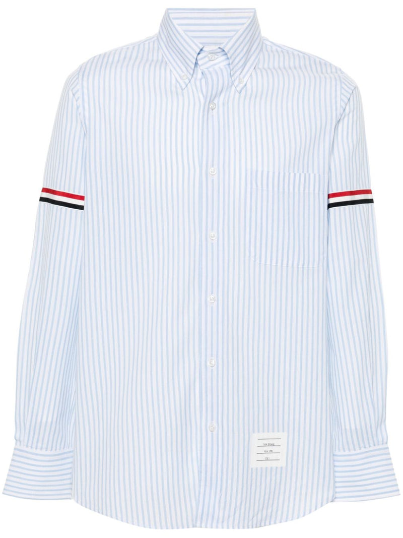 THOM BROWNE - Men Straight Fit BD PC L/S  W/GG Armband Stripe Madras Shirt