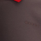 Close up of Brown t-shirt, showing detail