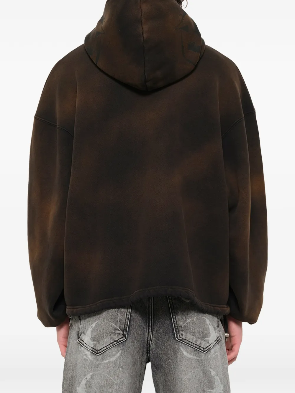 Brown hoodie, full body view