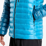 Close up of blue sweats-hoodies, showing texture of the Feather fabric