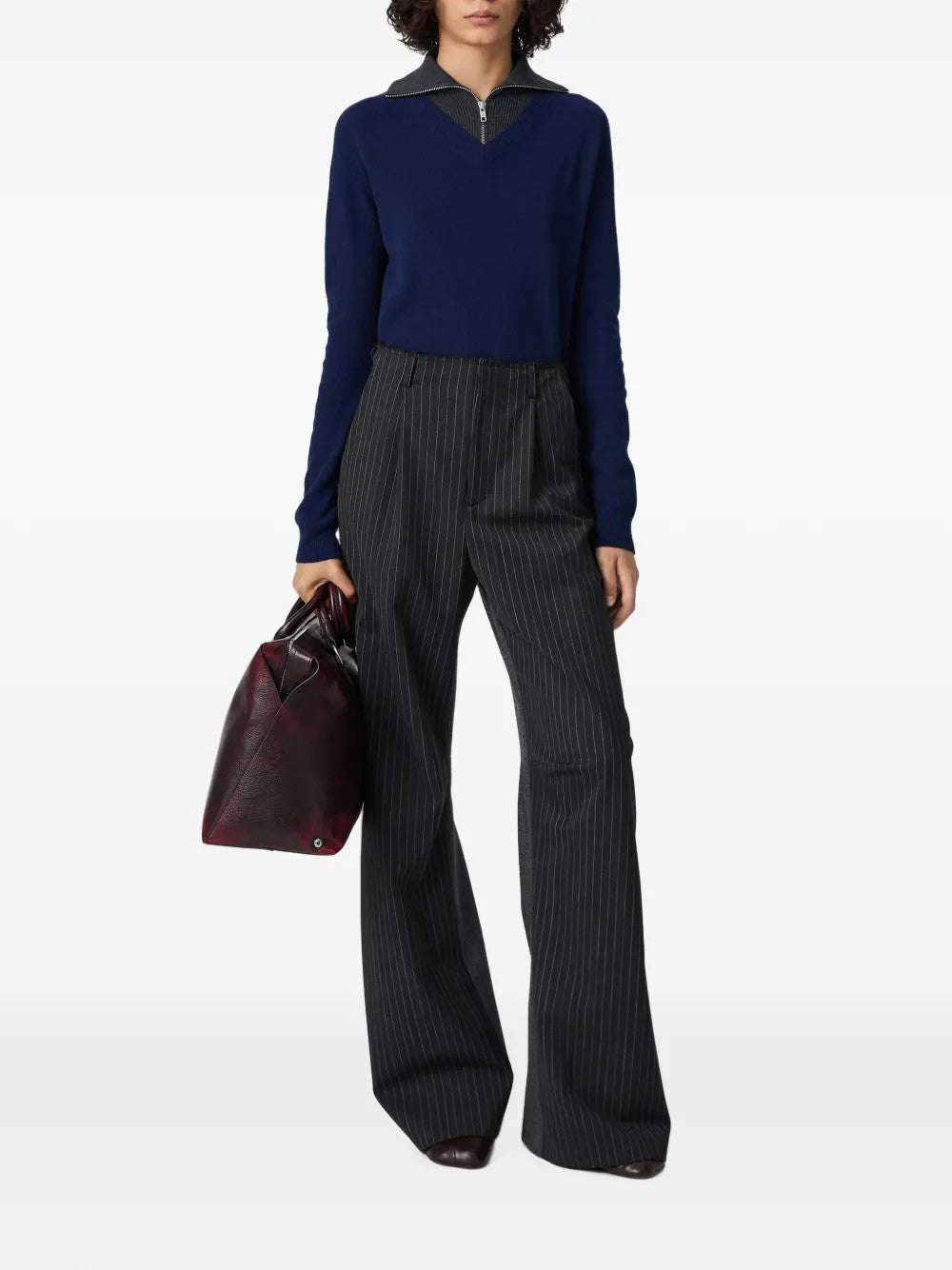 Grey pants, full body view