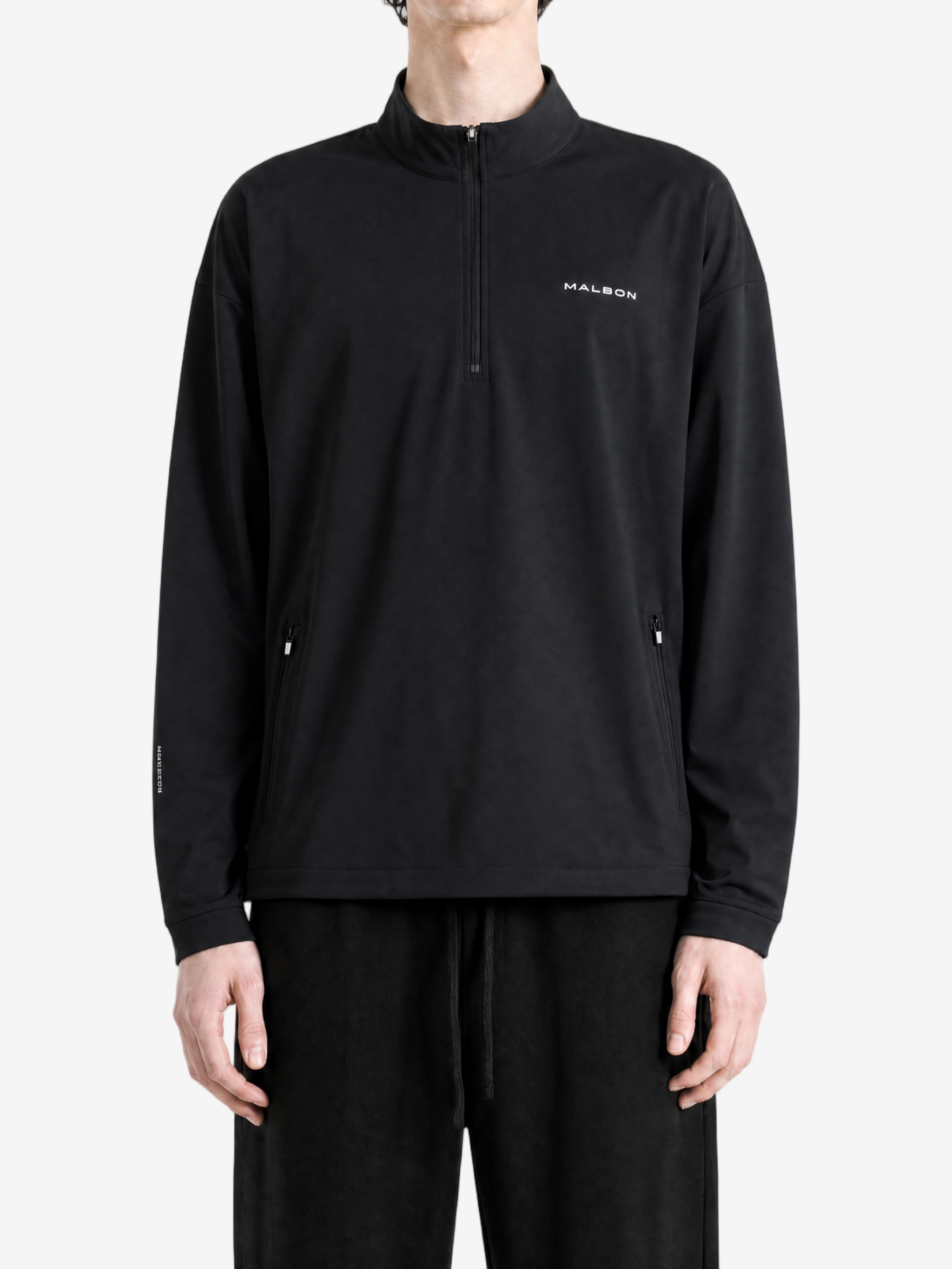 Black hoodie, full body view