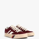 Burgundy shoes, front view