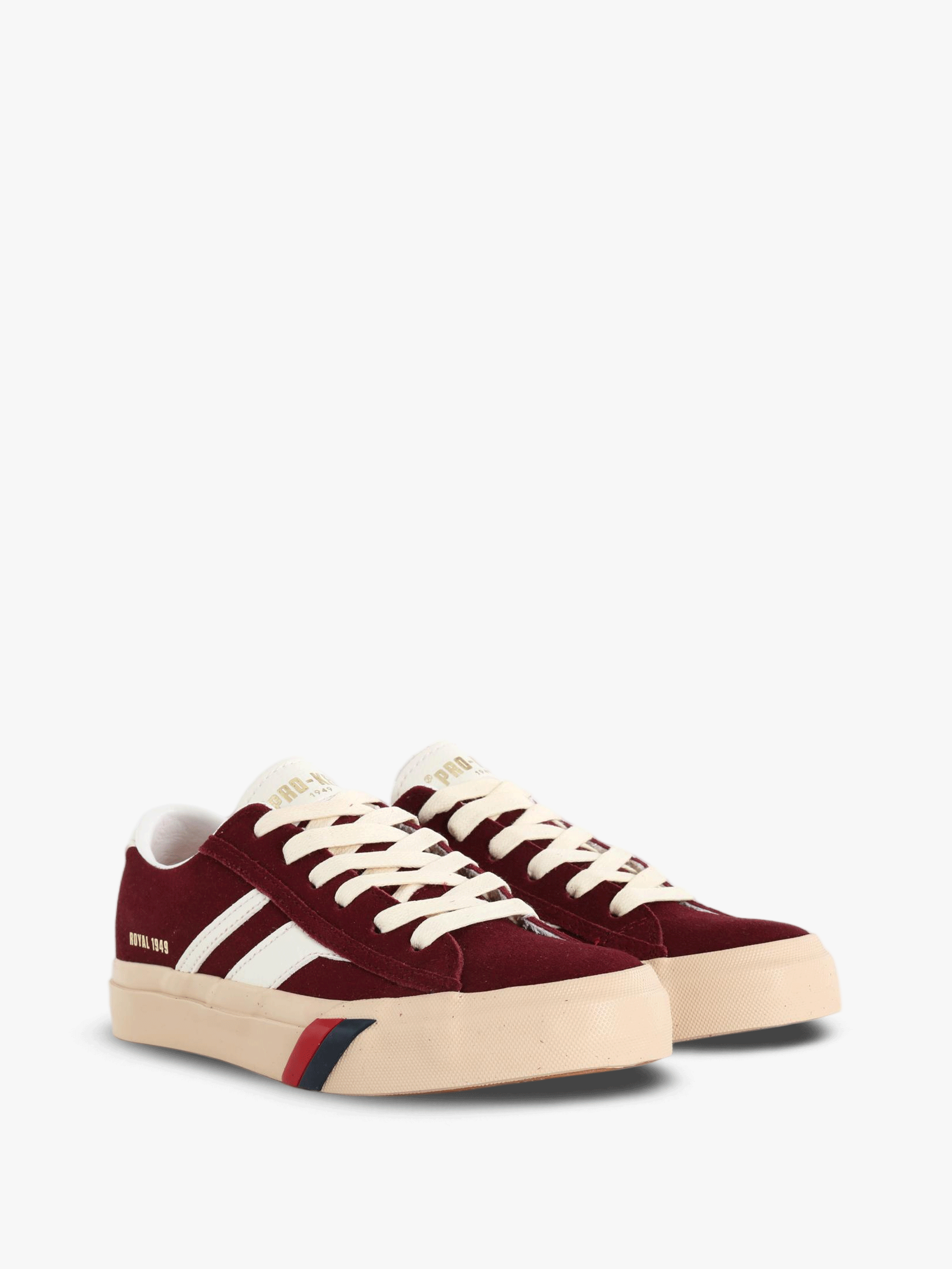 Burgundy shoes, front view