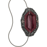 Close up of the grey bag, showing texture of the polyester and cotton fabric