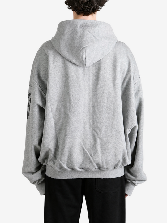 Grey t-shirt, full body view