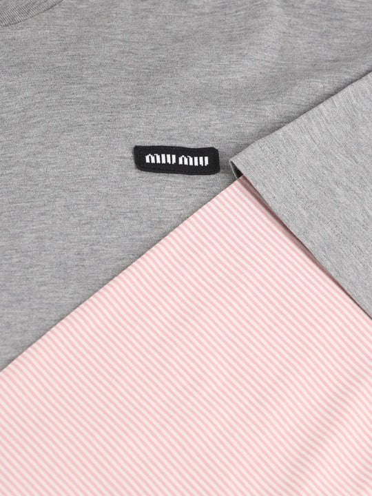 Close up of Grey shirt, showing texture of the 100% cotton fabric