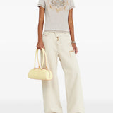 Tan t-shirt, full body view