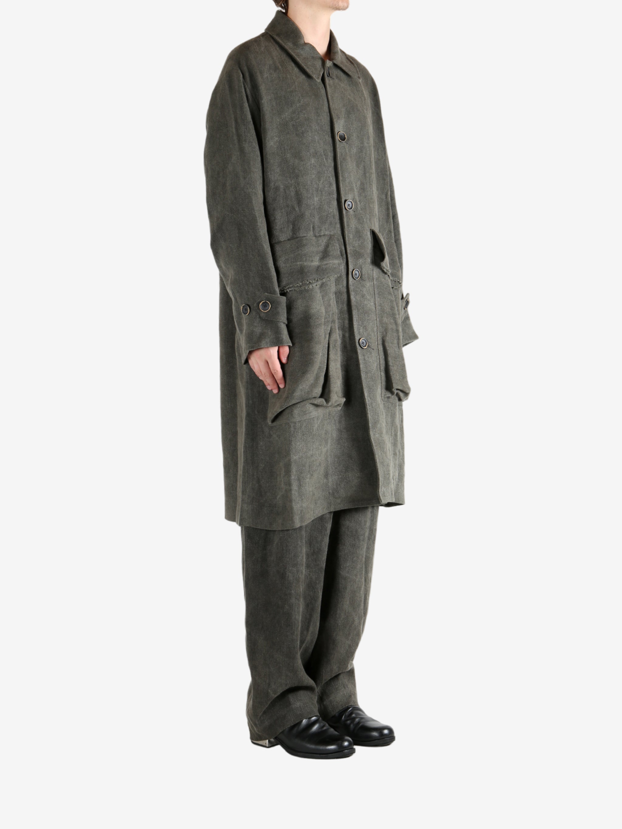 Grey coat, full body view
