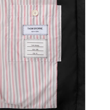 Close up of black jacket,showing texture of the polyester fabric.