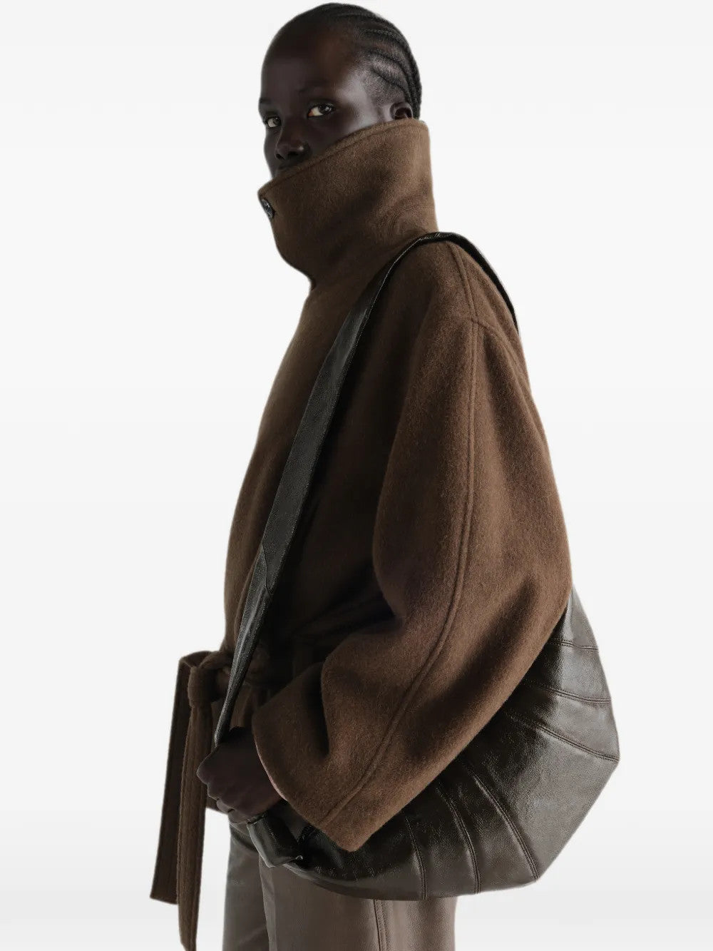 Brown bag worn by a person, showing the bag fit