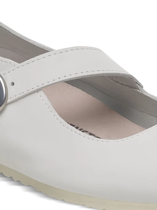 Close up of white shoes,showing texture of the leather fabric